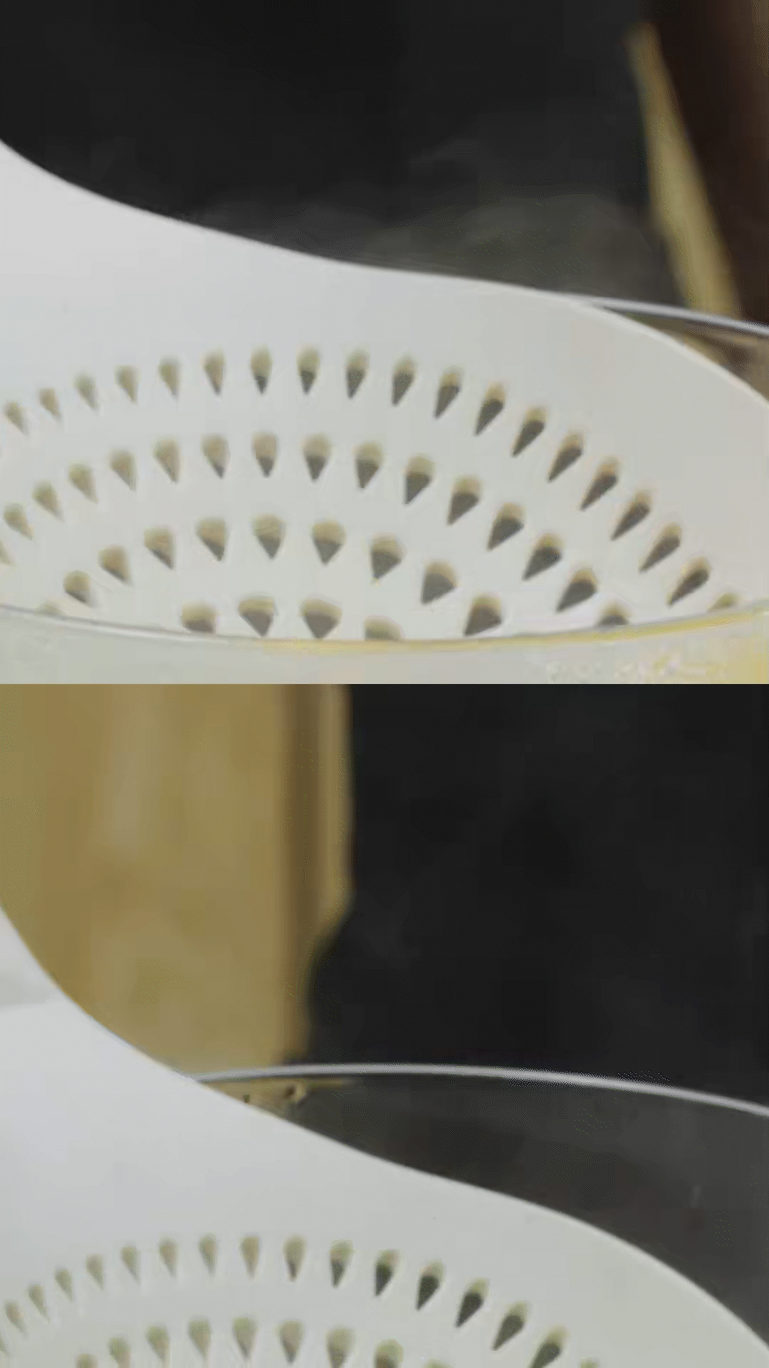 玉米筍對(duì)半切開、口蘑切片、豌豆去殼
